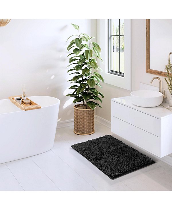 Ultra Soft Non-Slip Chenille Bath Rug - Quick Dry, Machine Washable - Small 17”x24”