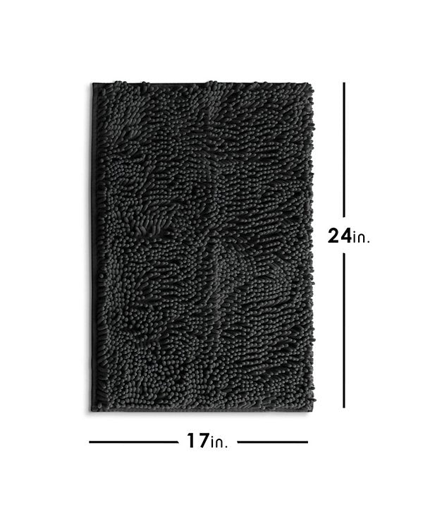 Ultra Soft Non-Slip Chenille Bath Rug - Quick Dry, Machine Washable - Small 17”x24”