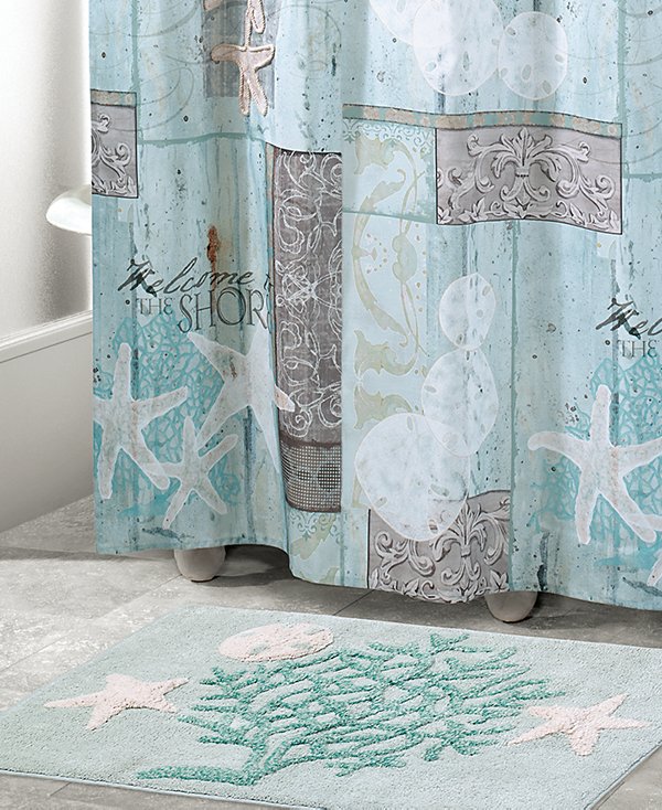 Beachcomber Seashells Cotton Bath Rug, 20" x 30"