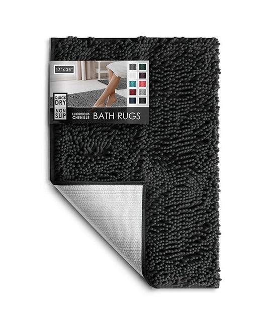 Ultra Soft Non-Slip Chenille Bath Rug - Quick Dry, Machine Washable - Small 17”x24”